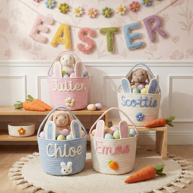 Personalized Easter Basket with Name Egg Hunt