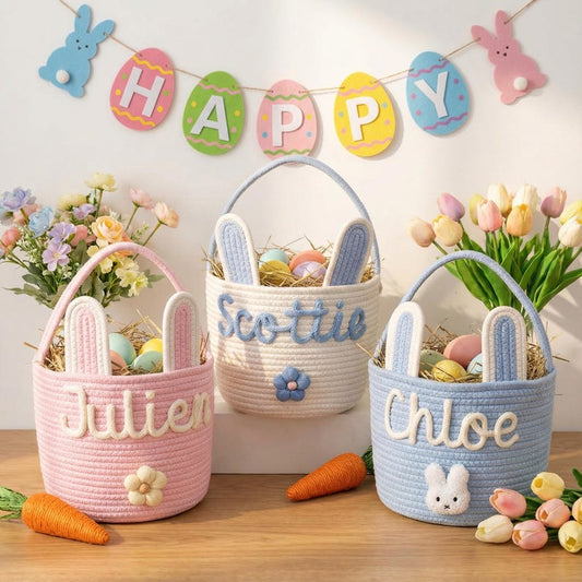 Personalized Easter Basket with Name Egg Hunt