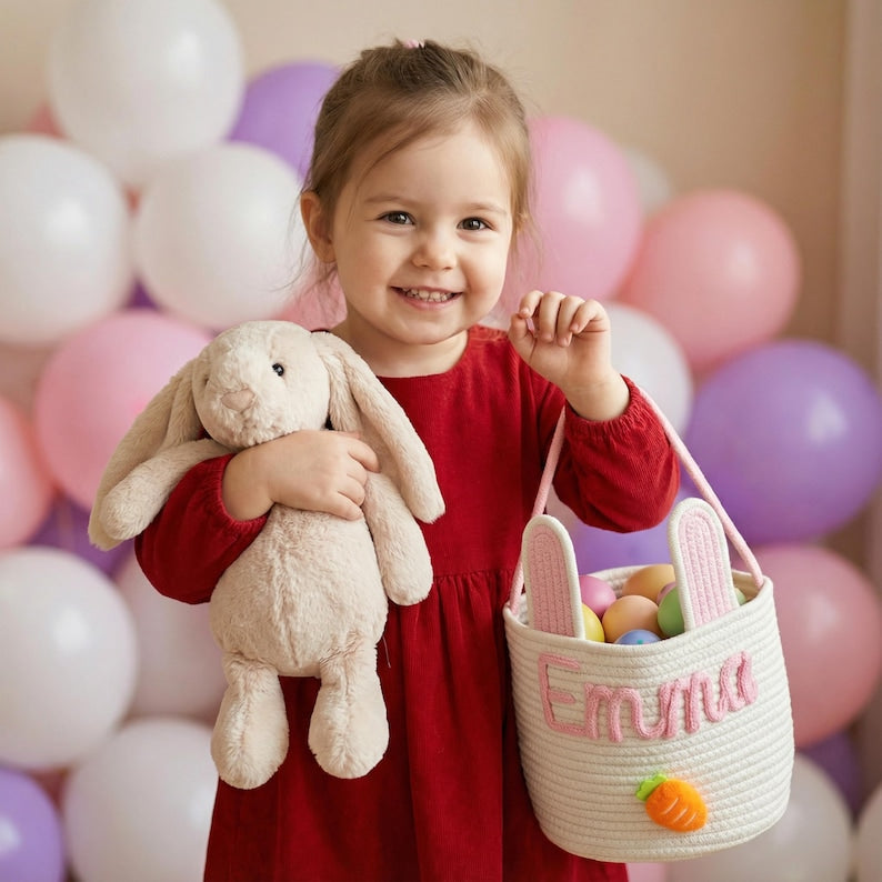 Personalized Easter Basket with Name Egg Hunt