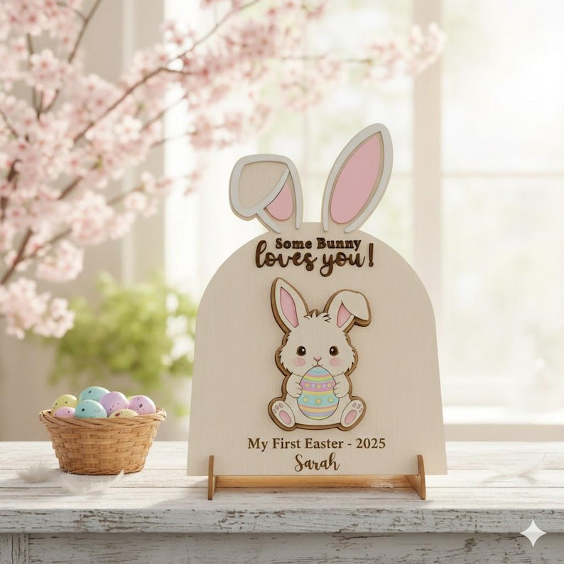 Custom Name Baby Easter Gift 2026,"Some Bunny Loves You"