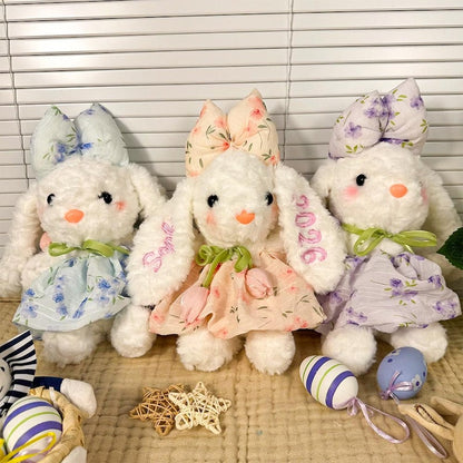 Personalized Easter Tulip Bunny Plush with Embroidered Name