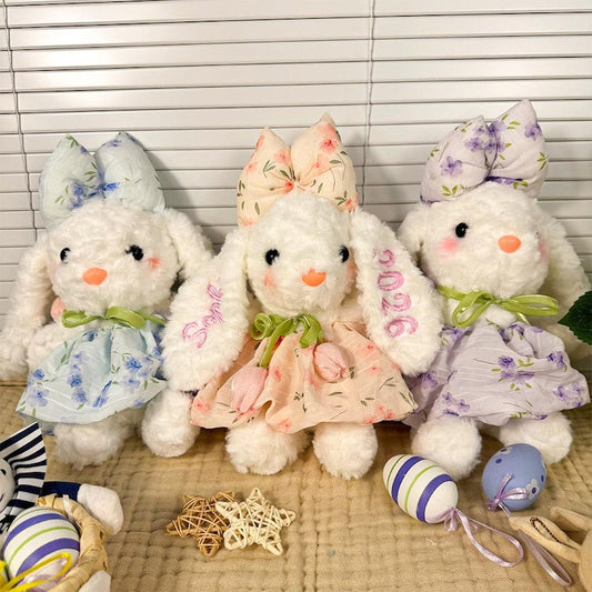 Personalized Easter Tulip Bunny Plush with Embroidered Name