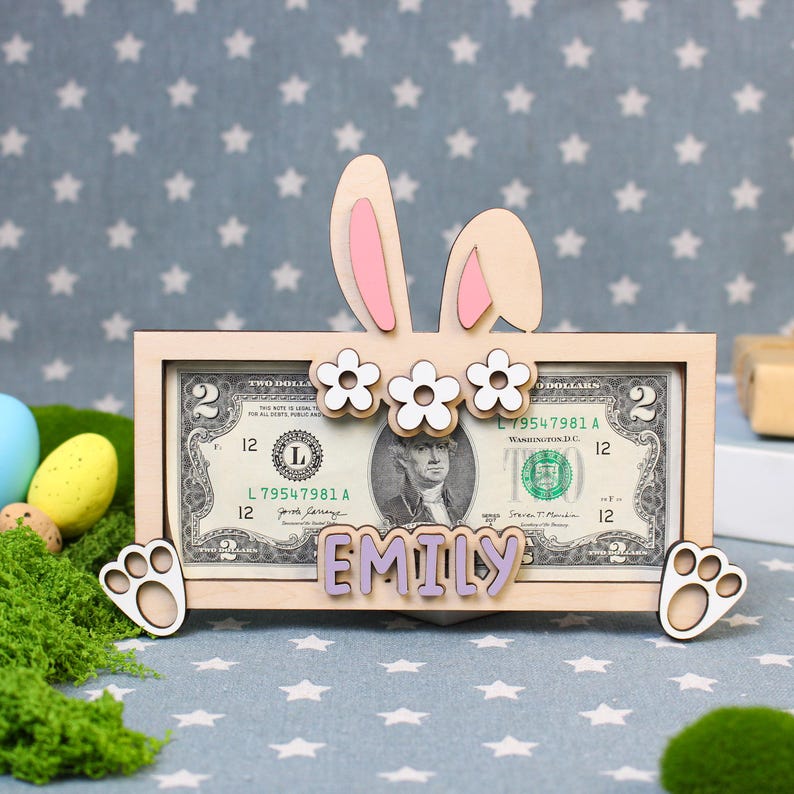 Custom Name Bunny Easter Cash Holder, 2026 Easter Money Holder