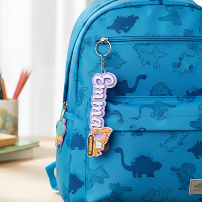 Personalized Name Keychain, Construction Truck Bag Tag for Boys