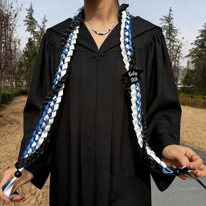 Personalized Tri-Color Graduation Lei, Custom 3 Ribbon Colors