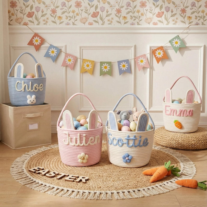 Personalized Easter Basket with Name Egg Hunt