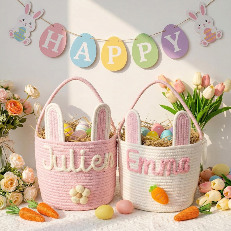 Personalized Easter Basket with Name Egg Hunt
