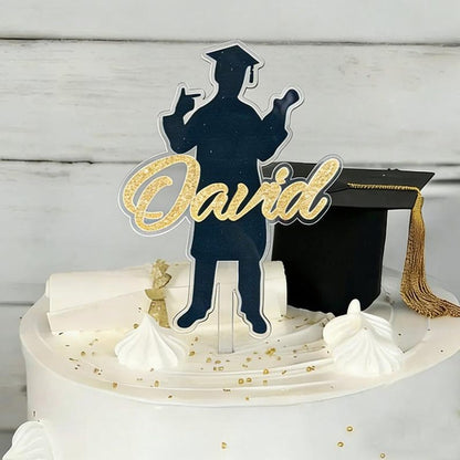 Personalized Graduation Cake Topper，Custom Acrylic Silhouette Boy Girl