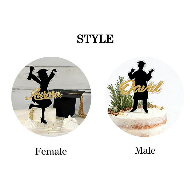 Personalized Graduation Cake Topper，Custom Acrylic Silhouette Boy Girl