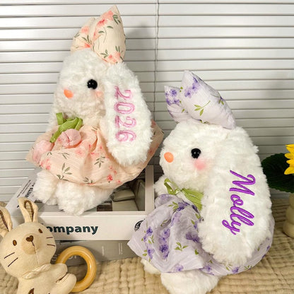 Personalized Easter Tulip Bunny Plush with Embroidered Name