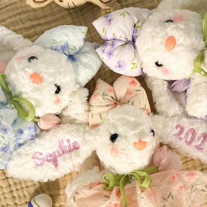 Personalized Easter Tulip Bunny Plush with Embroidered Name
