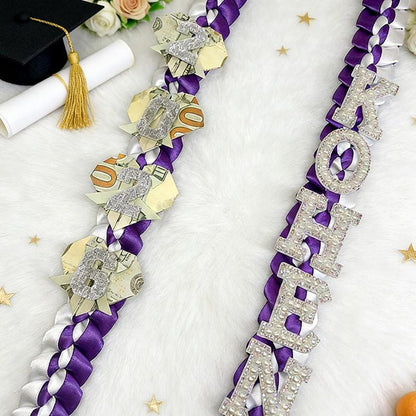 Custom Name Graduation Lei, Decorative paper Style Origami Heart Year