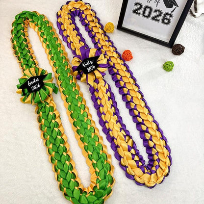 Custom Braided Ribbon Lei, Personalized Graduation Gift Class of 2026