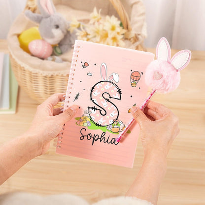 Personalized Easter Bunny Eggs Initial Name A5 Spiral Notebook