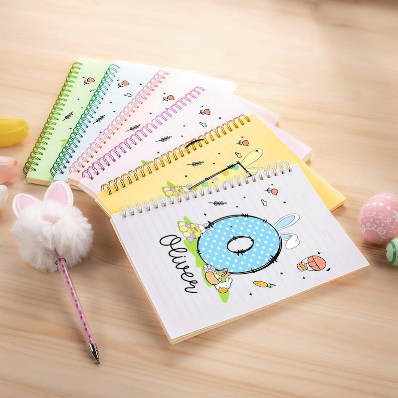 Personalized Easter Bunny Eggs Initial Name A5 Spiral Notebook