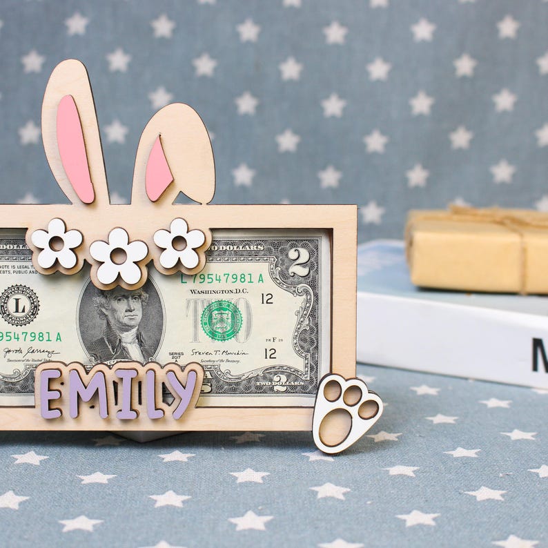 Custom Name Bunny Easter Cash Holder, 2026 Easter Money Holder