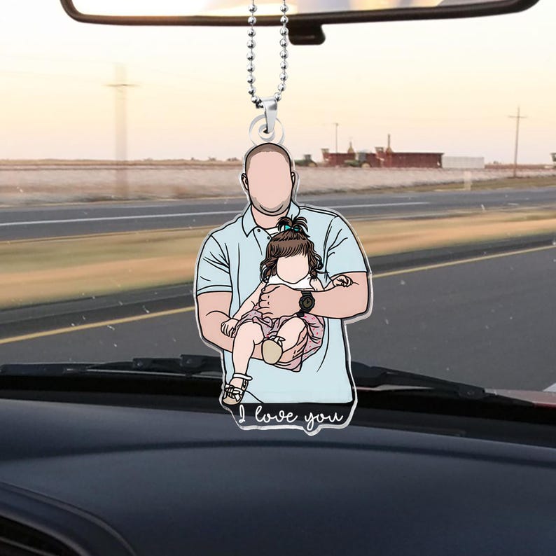 Personalized Dad Photo Magnet, Custom Portrait From Photo Magnet,
