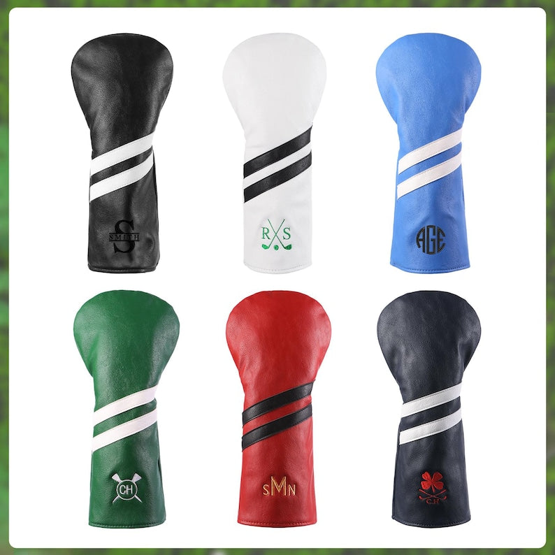 Personalized Golf Club Headcover, Custom Leather Golf Club Cover