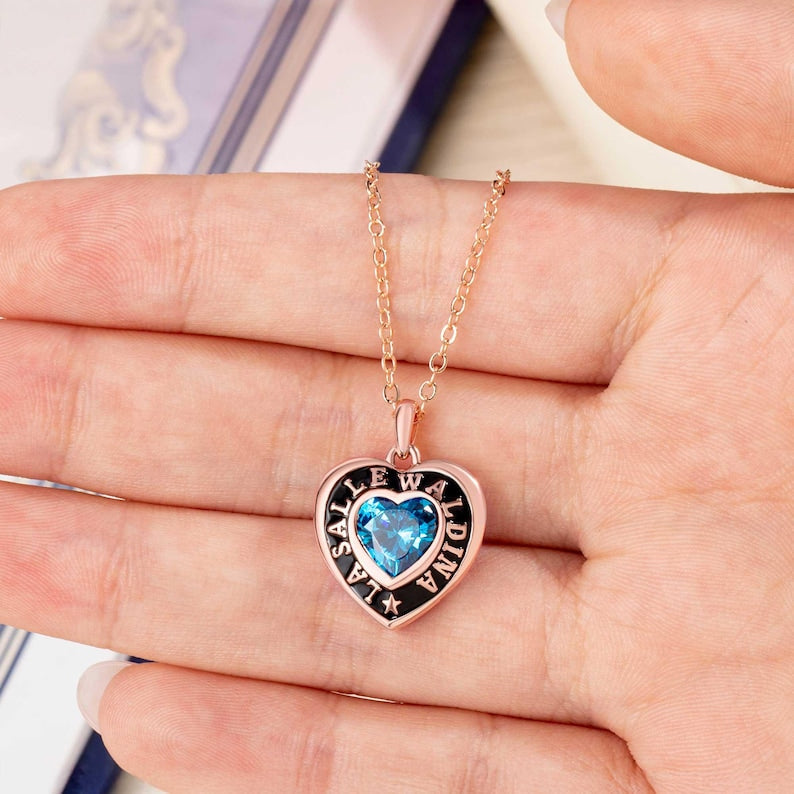 Custom Graduation Necklace with Birthstone, High School University