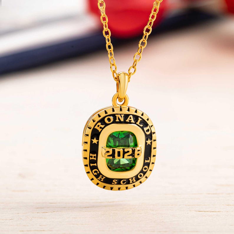 Custom Graduation Necklace with Birthstone, High School University