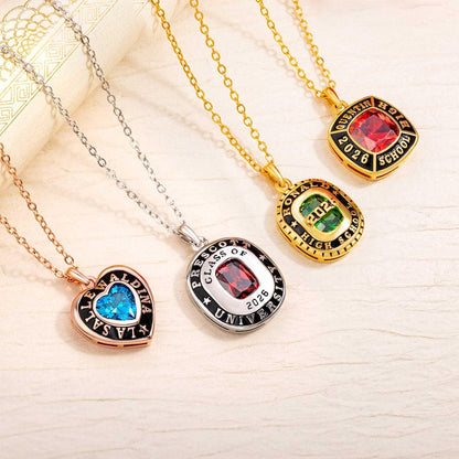Custom Graduation Necklace with Birthstone, High School University
