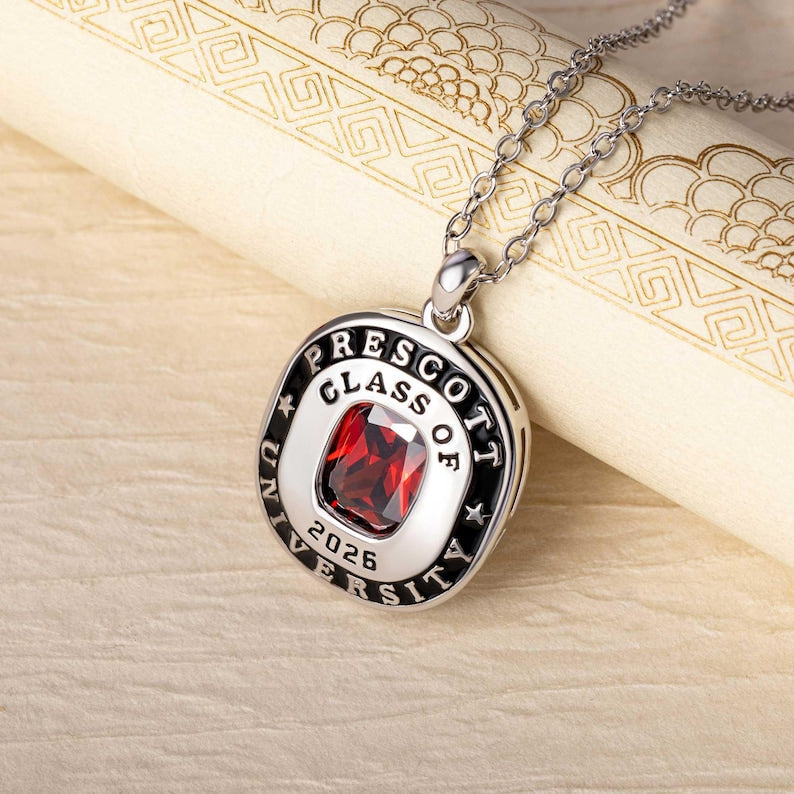 Custom Graduation Necklace with Birthstone, High School University