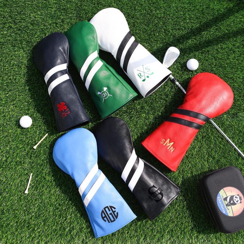 Personalized Golf Club Headcover, Custom Leather Golf Club Cover