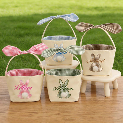 Personalized Easter Basket, Embroidered Name, Bunny Rabbit Basket