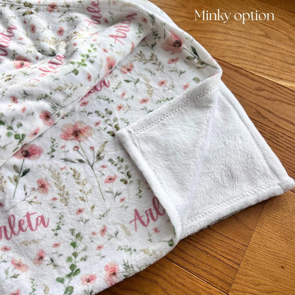 Wildflower baby blanket Custom name Blanket for girl Wildflower
