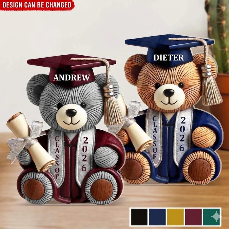 Graduation Bear - Personalized Acrylic Plaque, Graduation Gift