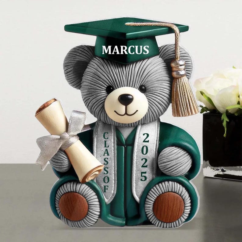 Graduation Bear - Personalized Acrylic Plaque, Graduation Gift