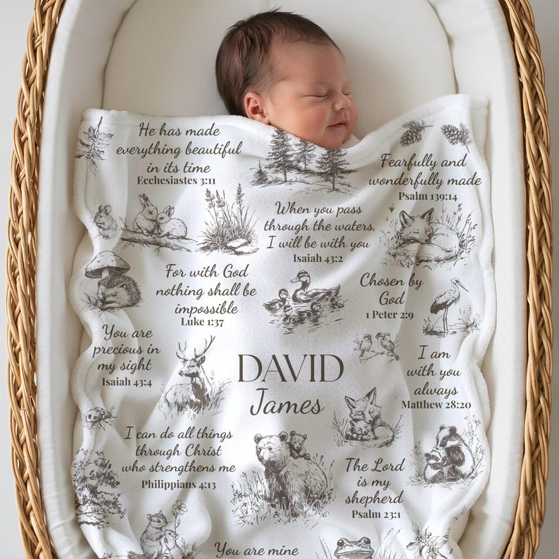 Bible verse kid blanket Christian baby gift newborn receiving blanket Gift