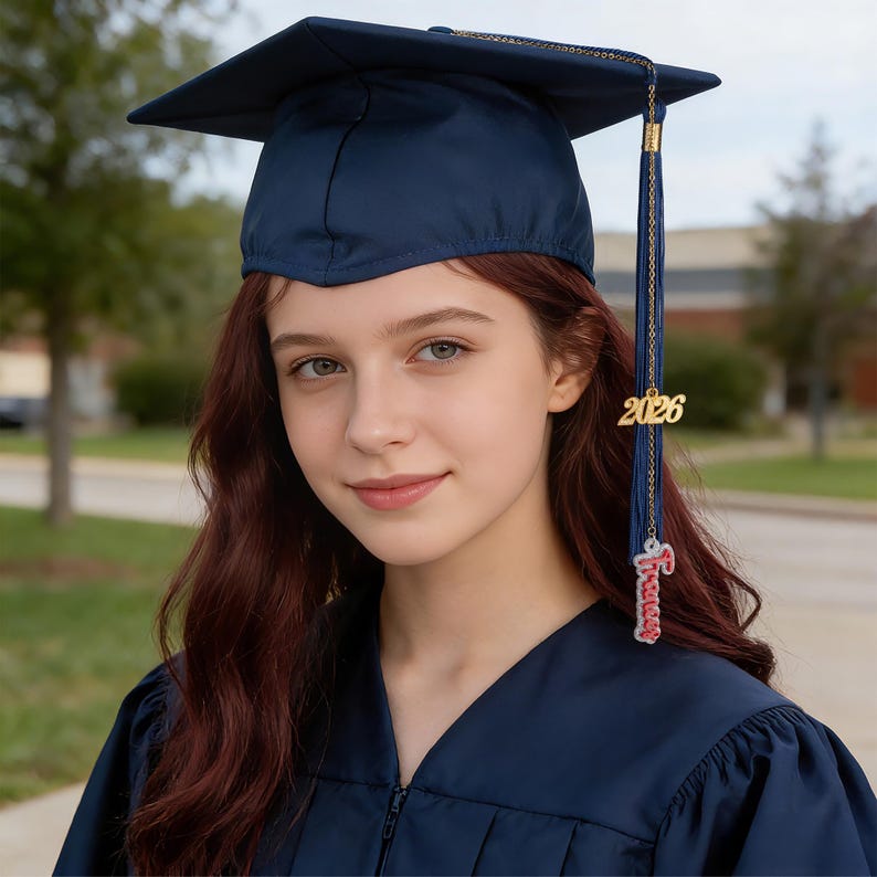 Personalized Glitter Name Year Graduation Cap Charm Tassel Decoration