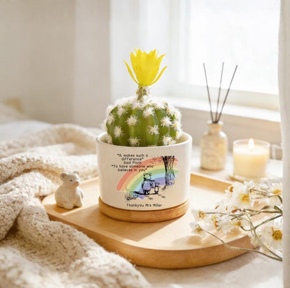 Custom Rainbow Flower Pot, Teacher Thank You Gift