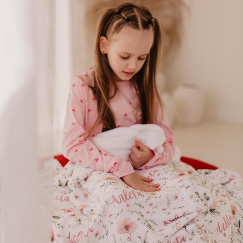 Wildflower baby blanket Custom name Blanket for girl Wildflower