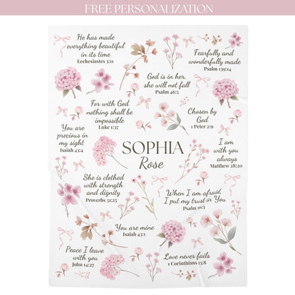 Christian Baby blanket Wildflower bible verse Blanket baby name gift Newborn receiving blanket girl