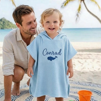 Personalized Embroidered Baby Hooded Towel, Custom Name Toddler Beach Bath Towel