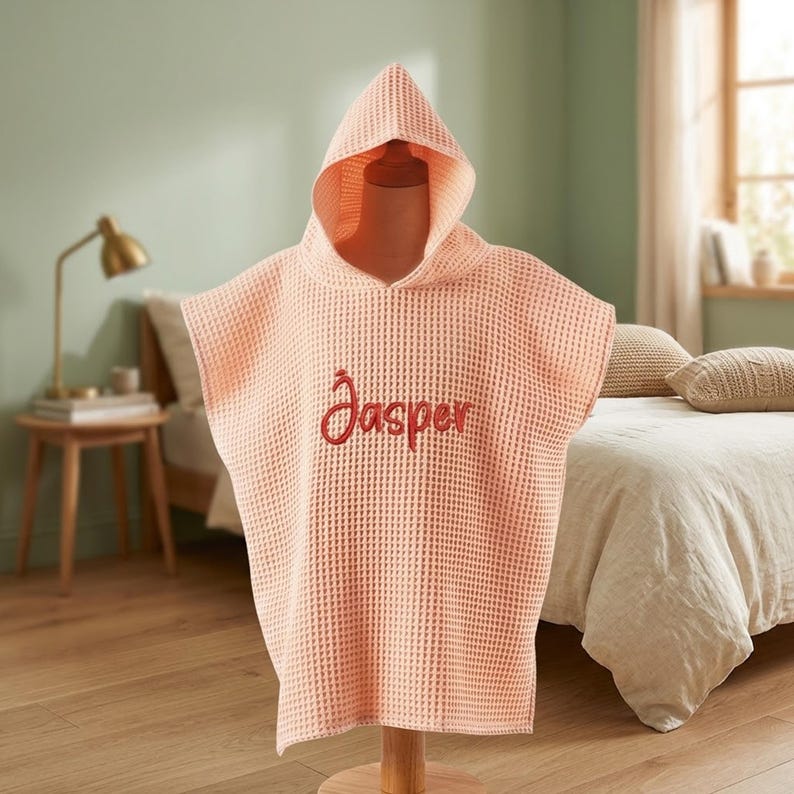 Personalized Embroidered Baby Hooded Towel, Custom Name Toddler Beach Bath Towel
