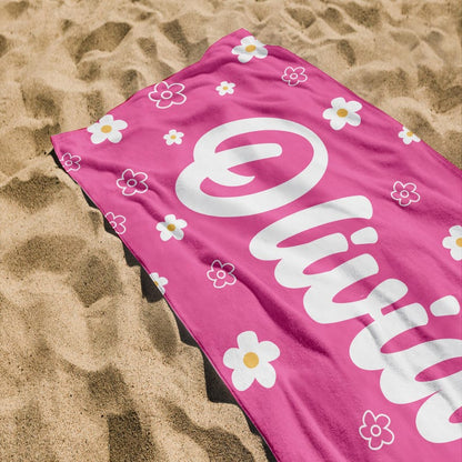 Daisy Custom Beach Towel, Groovy Personalized Pool Towel, Bachelorette Bridesmaid Gifts