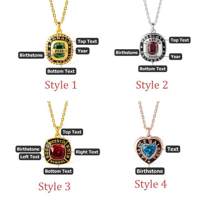 Custom Graduation Necklace with Birthstone, High School University