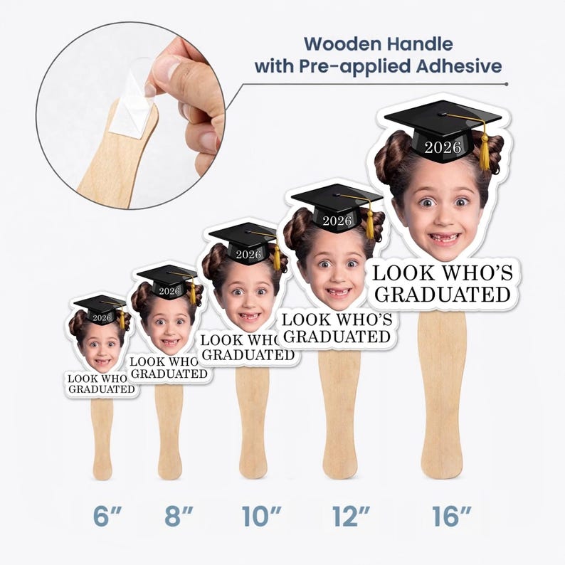 Custom Photo Graduation Fan, Personalized Graduation Party Photo Prop