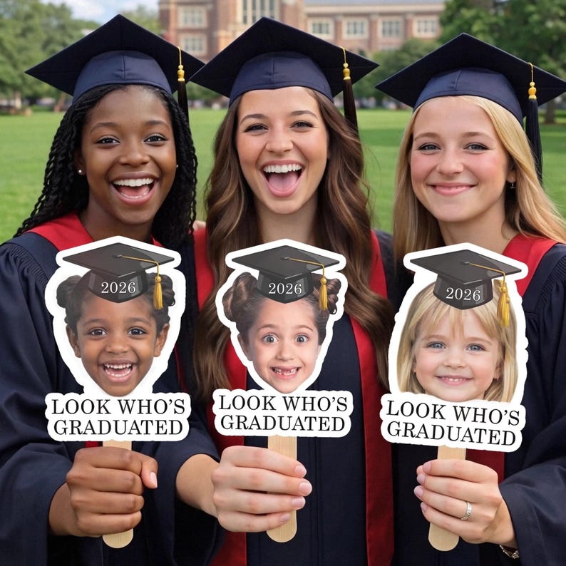 Custom Photo Graduation Fan, Personalized Graduation Party Photo Prop