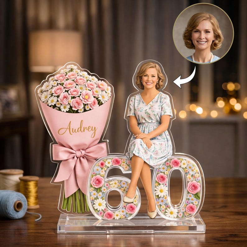 Personalized Birthday Photo Gift for Mom, Custom Picture Plaque from Daughter Son,