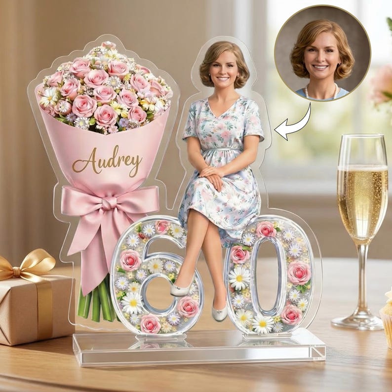 Personalized Birthday Photo Gift for Mom, Custom Picture Plaque from Daughter Son,