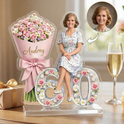 Personalized Birthday Photo Gift for Mom, Custom Picture Plaque from Daughter Son,