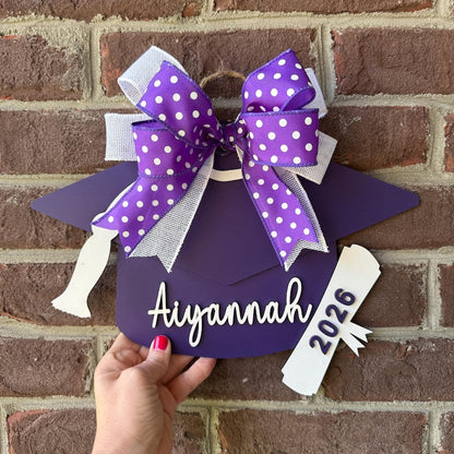 Personalized school colors graduation hat sign