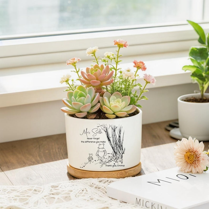 Custom Rainbow Flower Pot, Teacher Thank You Gift
