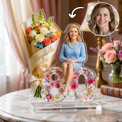 Personalized Birthday Photo Gift for Mom, Custom Picture Plaque from Daughter Son,