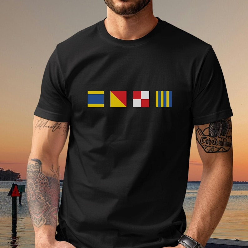 Personalized Nautical Signal Flag Shirt, Custom Name Tee, Boating Sailing Gift