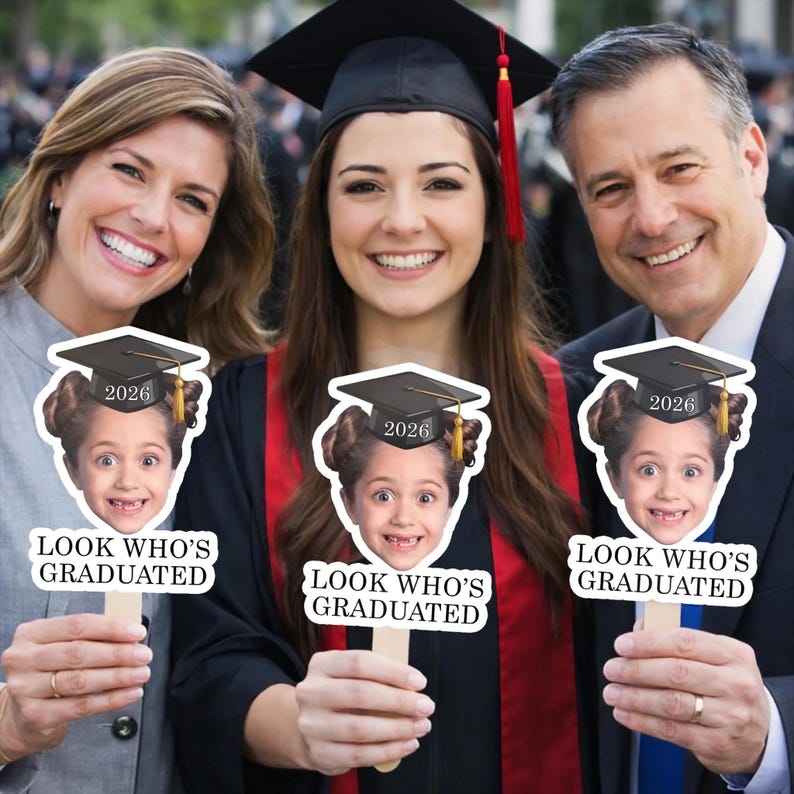 Custom Photo Graduation Fan, Personalized Graduation Party Photo Prop